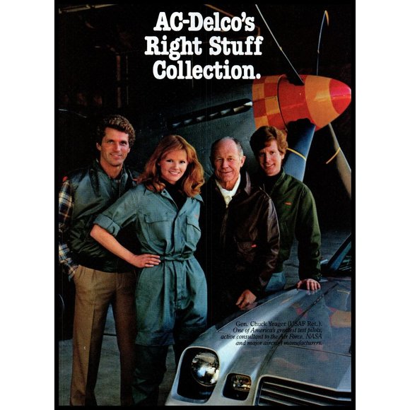 1983 AC Delco Parts 2 Page Vintage Print Ad Chuck Yeager Prop Plane Wall Art - Picture 2 of 3